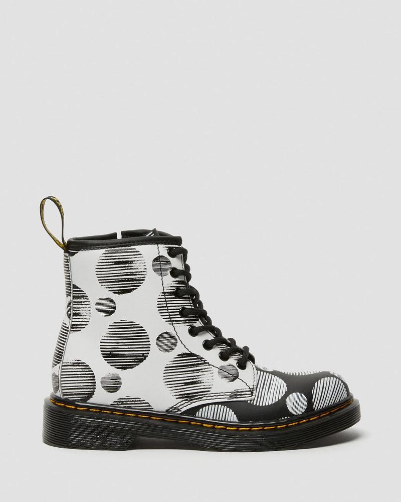 Dr Martens Junior 1460 Polka Dot Leren Veterlaarzen Kinderen Zwart | NL 136UZG